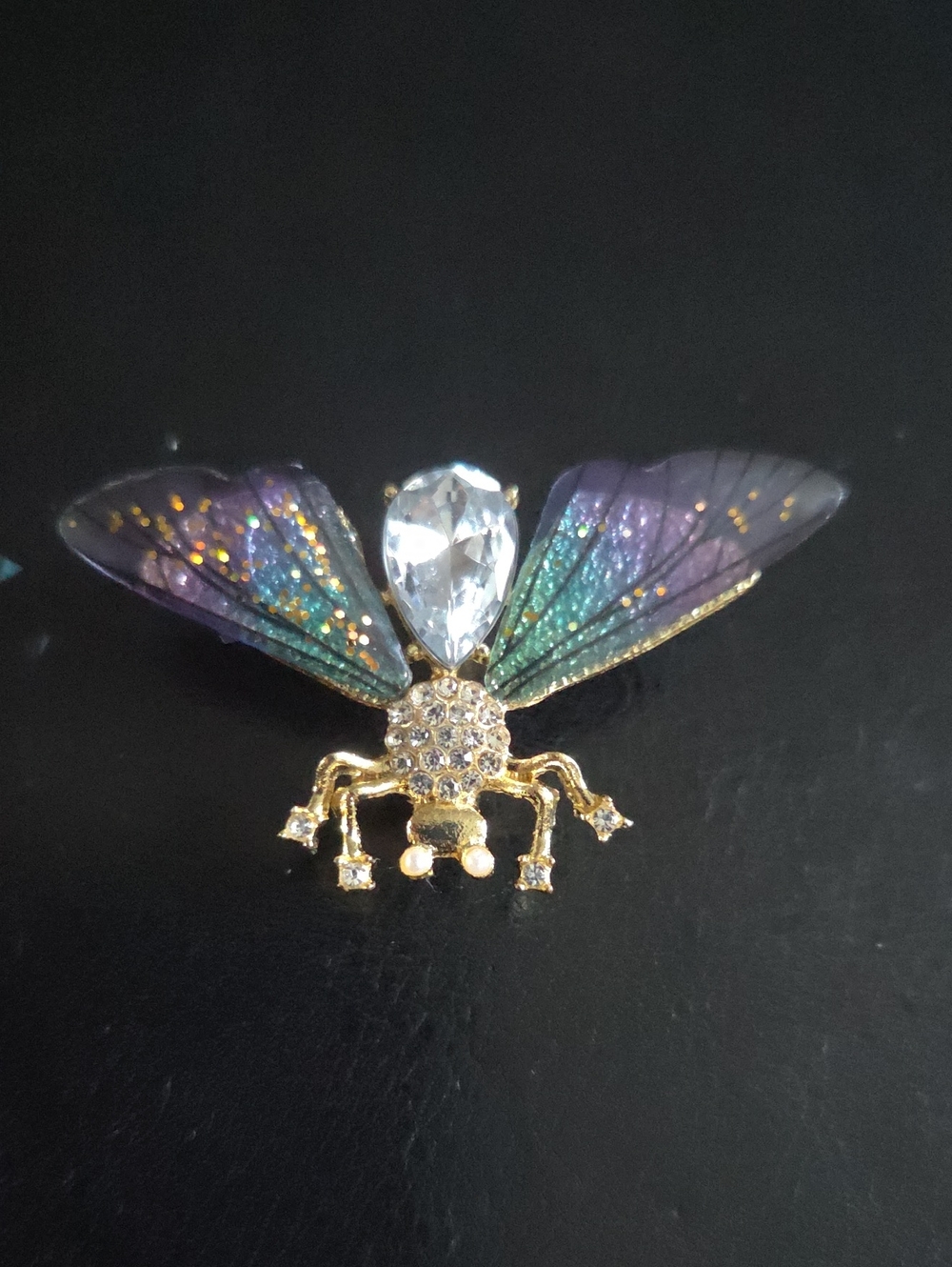 Gold Multicolor Crystal Firefly Brooch - Women Jewelry, Nwot